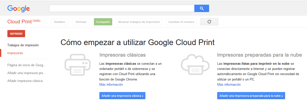 Impresión Android Google Cloud Print