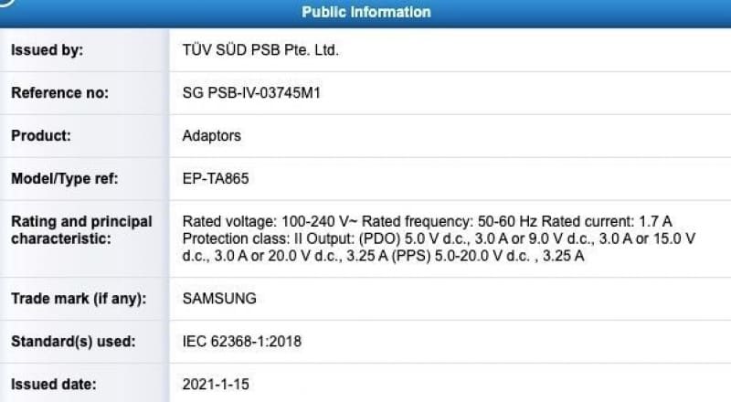 certificado-cargador-Samsung-EP-TA865-TUV-SUB