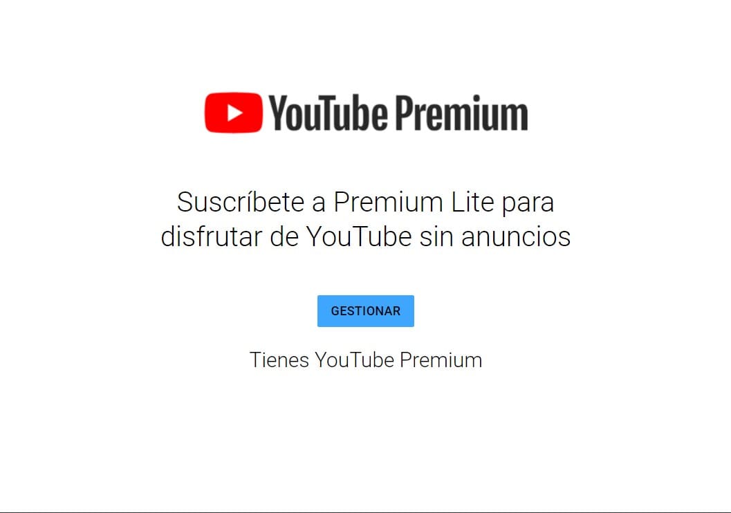 promocion YouTube Premium Lite