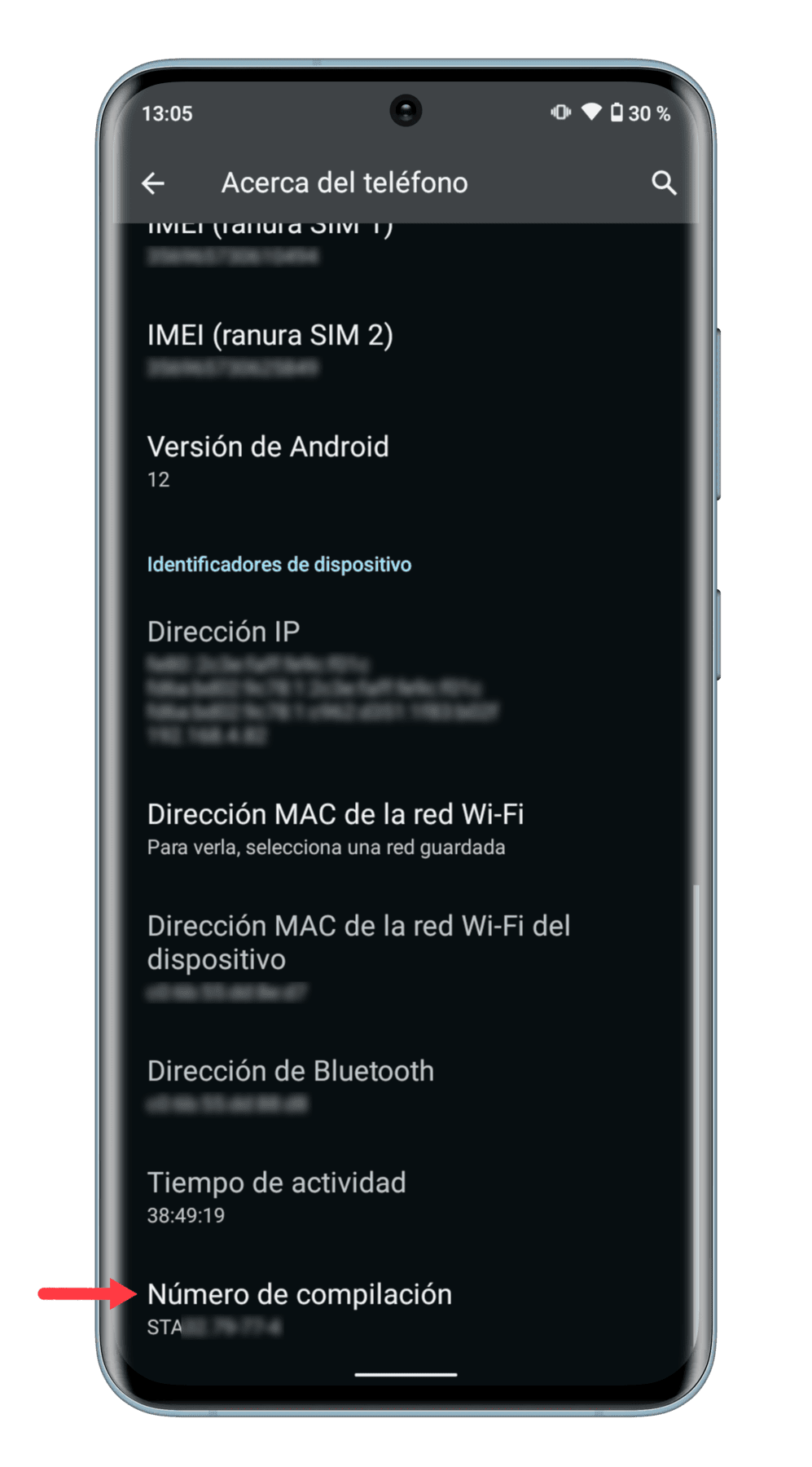 menu-numero-compilacion-Android